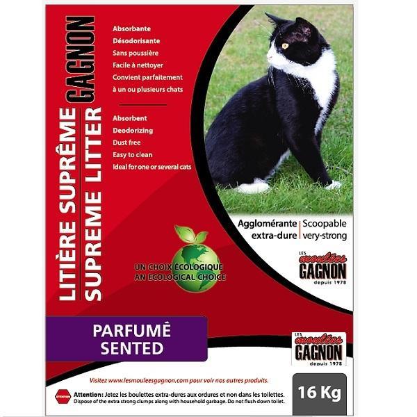 Litière suprême Gagnon agglomérante parfumé 16 kg - La boite à Penny