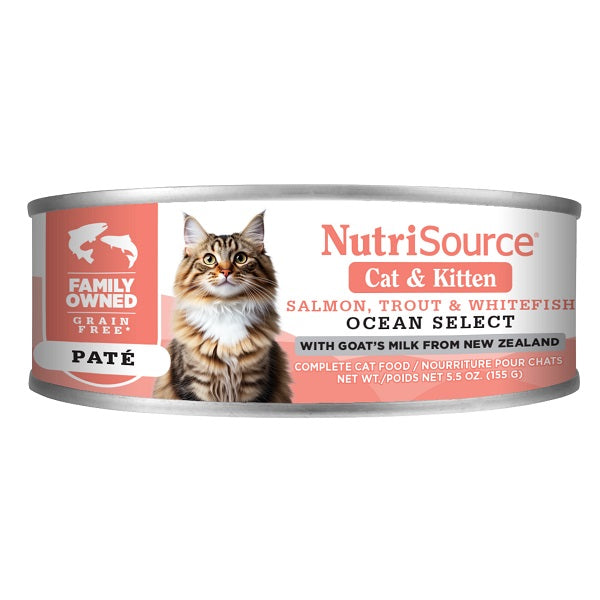 NutriSource Nourriture Chat Ocean Select Sans Grains Saumon, truite et poisson blanc 156 g