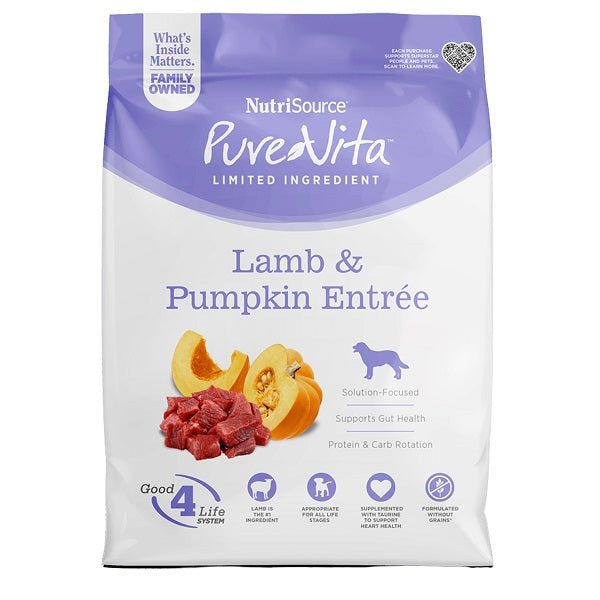 NutriSource Pure Vita Agneau et citrouille pour chiens 25lb