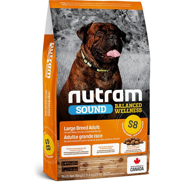 Nutram Sound S8 pour Chien Grande Race poulet et avoine 25lbs
