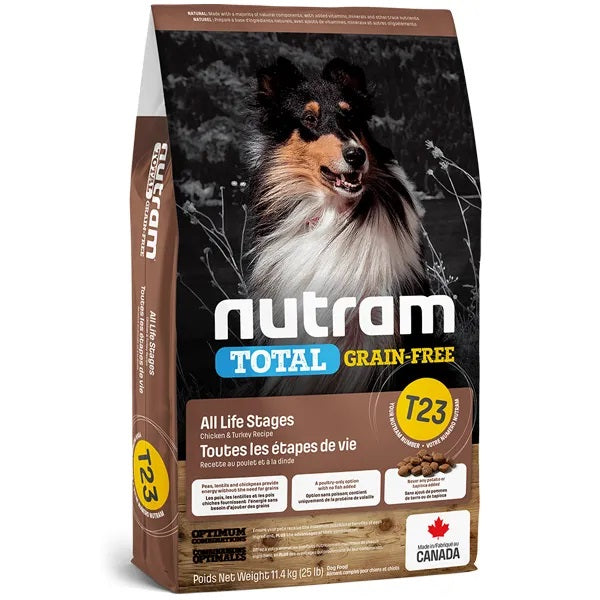 Nutram Total T23 pour Chien Sans Grains Poulet et Dinde 25lbs