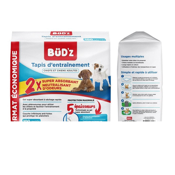 Bud'z Tapis D'entrainement 22"x 22" 100 Unités - La boite à Penny