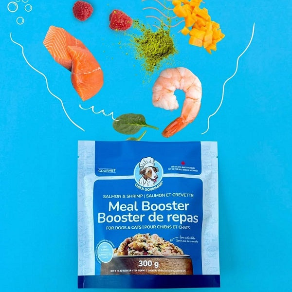 Chien Gourmand Booster de Repas Saumon et Crevettes 300g pour chiens et chats - La boite à Penny