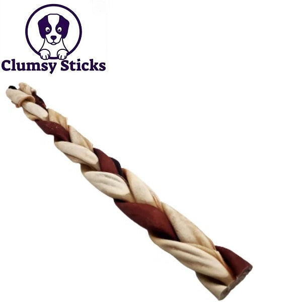 Clumsy Sticks Bâton de collagène tressé 2 couleurs 12"
