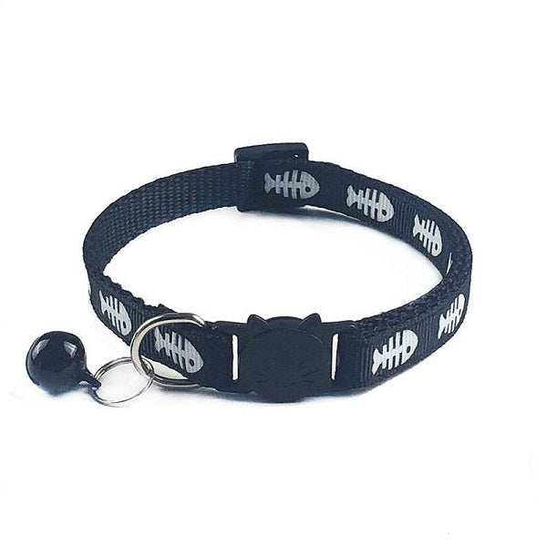Collier pour chat noir ajustable avec clochette - La boite à Penny