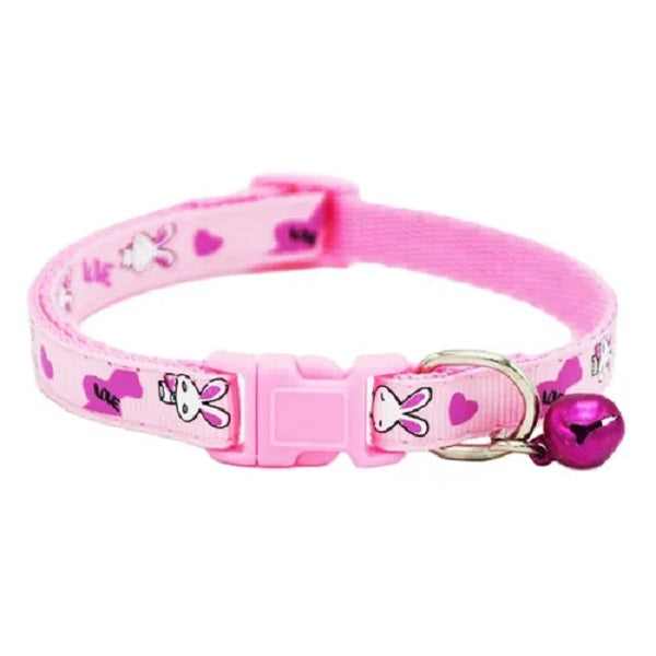 Collier pour chat rose ajustable avec clochette - La boite à Penny