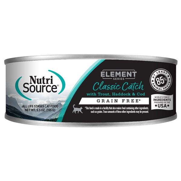 NutriSource Element Nourriture Chat Classic Catch Truite et Aiglefin Sans Grains 141,75 g