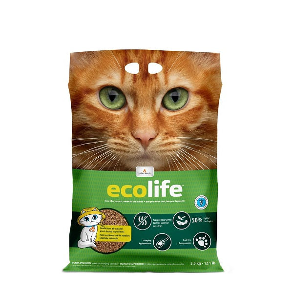 Intersand Ecolife Litière Agglomérante Faite De Matière Végétale 5.5 Kg - La boite à Penny