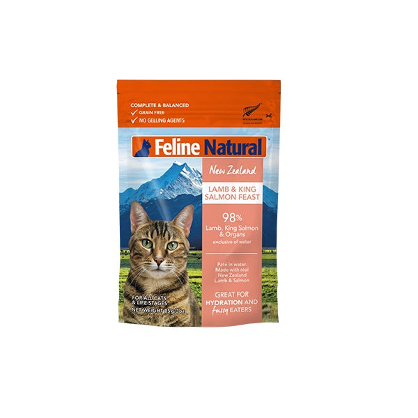 Feline Natural sachet à l'agneau et saumon pour chats 85g
