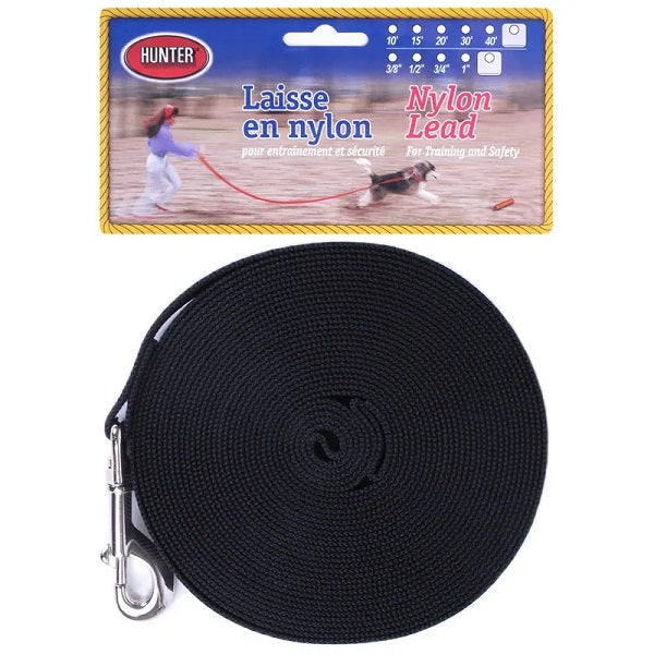 Laisse Hunter en Nylon 30 pieds Noir 3/4 pouce