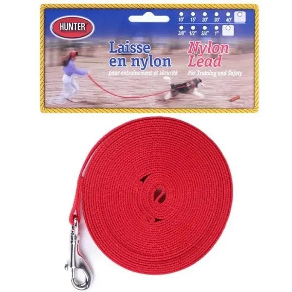 Laisse Hunter en Nylon 30 pieds Rouge 3/4 pouce
