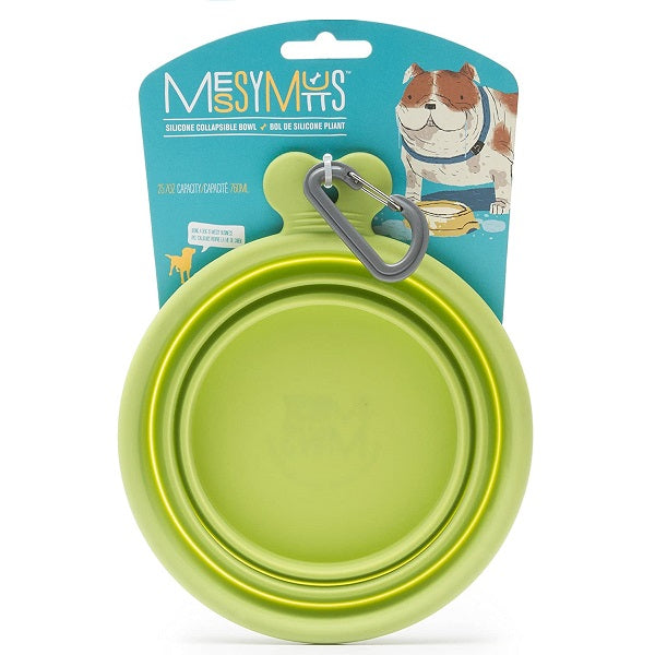 MESSY MUTTS Bol pliable en silicone de voyage 3 tasses vert
