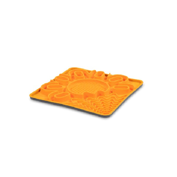 MESSY MUTTS Tapis à lécher multi-surfaces en silicone avec cadre orange - La boite à Penny