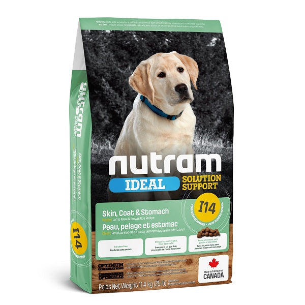 Nutram Ideal I14 Chiot -Peau, Pelage Et Estomac Sensible Agneau Et Riz Brun 25lbs