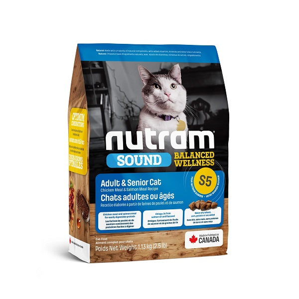 Nutram Sound S5 Chat- Adulte / Sénior Poulet et Saumon 2.5lbs