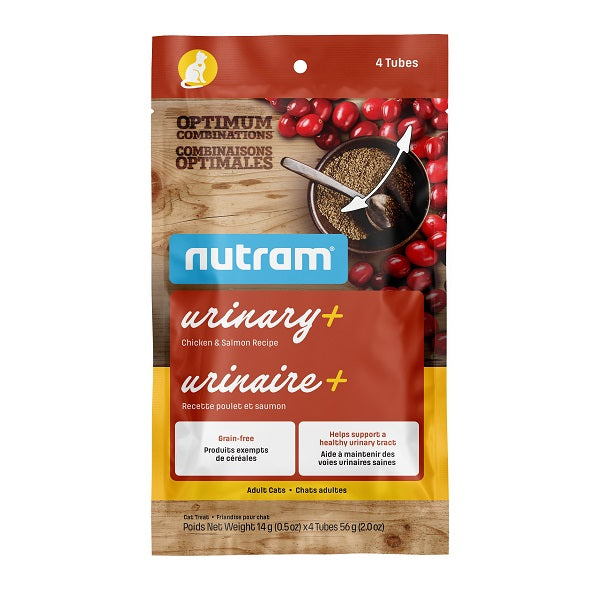 Nutram Combinaisons Optimales Urinaire+ Chat Poulet & Saumon, Sans Grains 4x14g