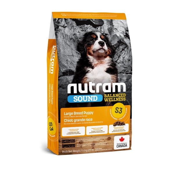 Nutram Sound S3 Chiot Grande Race poulet et avoine 25lbs - La boite à Penny