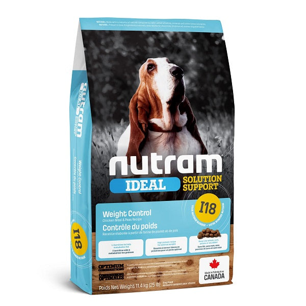 Nutram Ideal I18 Chien Contrôle Du Poids -Poulet Et Pois 25lbs