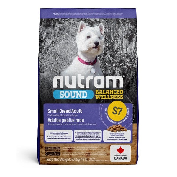 Nutram Sound S7 Chien Petite Race poulet et riz brun 12lbs