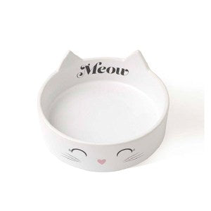 Bol Blanc MEOW peu profond de 5 pouces