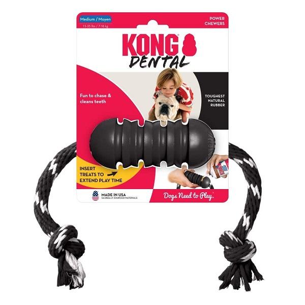 Kong Extrême Dental Noir Moyen avec Corde