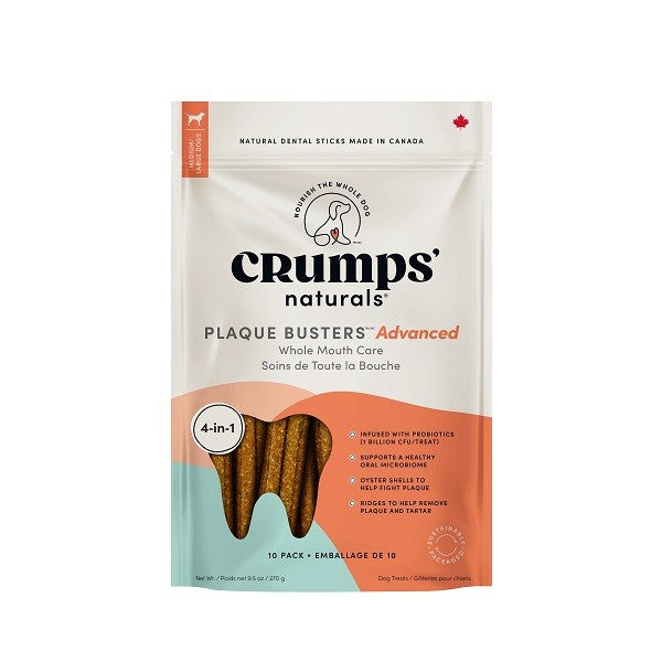Crumps' Naturals Gâteries Pour Chien, "plaque Busters Avancée" 7" Soins De La Bouche Pqt 10