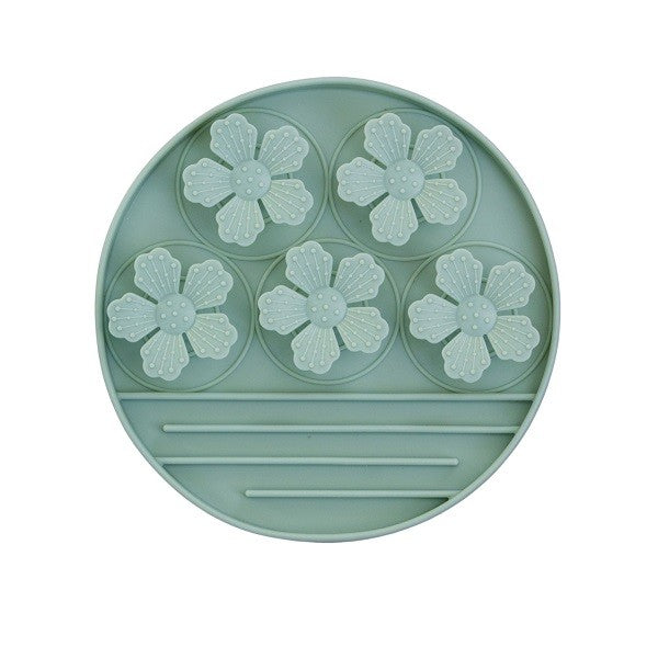 Dexypaws Tapis De Léchage En Silicone "cache-cache" à Alimentation Lente - Fleurs, Vert Sauge