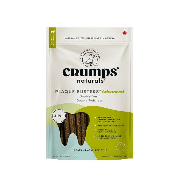 Crumps' Naturals Gâteries Pour Chien, "plaque Busters Avancée" 7" Double Fraîcheur Pqt 10