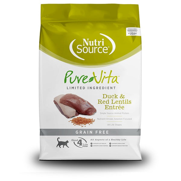 NutriSource Pure Vita au canard et lentilles rouges pour chats 6.6lb