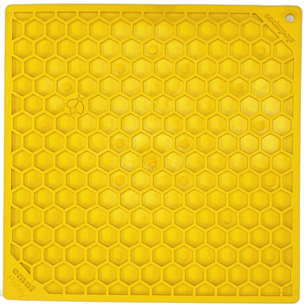SodaPup Tapis à Lécher Honeycomb jaune 8x8" - La boite à Penny