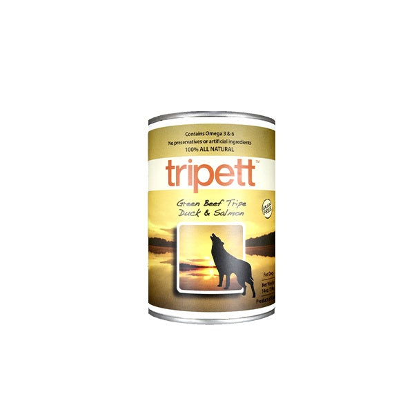 TRIPETT® tripes de bœuf vertes, saumon et canard pour chien 396g - La boite à Penny