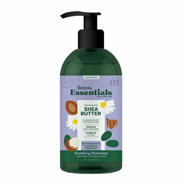 Tropiclean Essentials Shampoing Apaisant Beurre de Karité 473ml - La boite à Penny