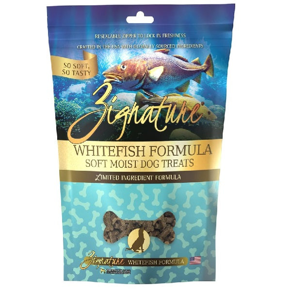 Zignature Gâteries Tendres pour Chiens Poisson Blanc 113g - La boite à Penny