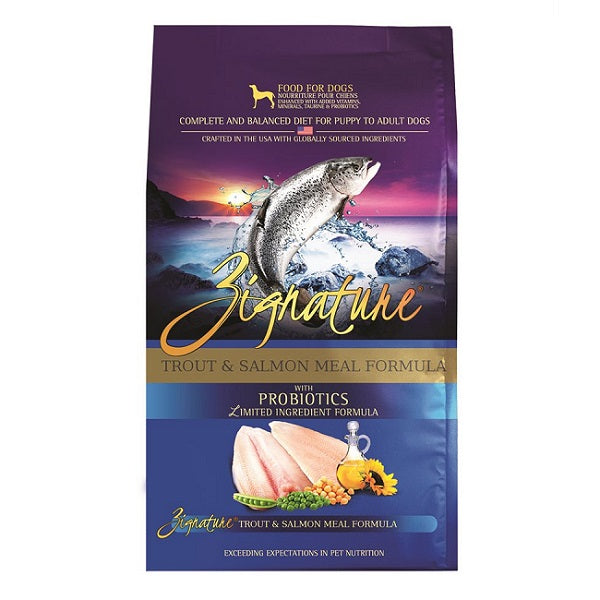 Zignature Truite et Saumon pour chiens 12.5lb - La boite à Penny