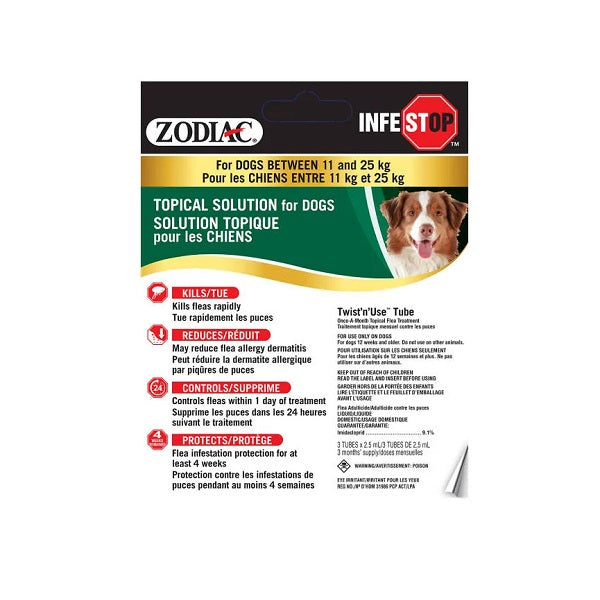 ZODIAC Infestop topique anti-puces pour chiens entre 11-25kg