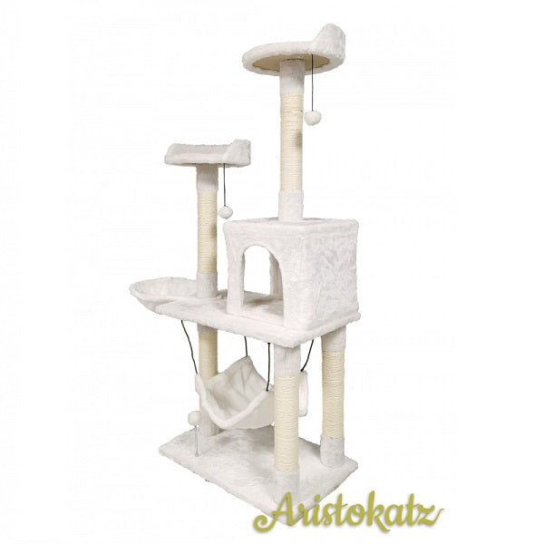 Arbre à chat Aristokatz style condo 55" blanc - La boite à Penny