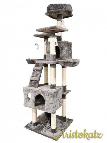 Arbre à chat Aristokatz style condo 72" gris - La boite à Penny