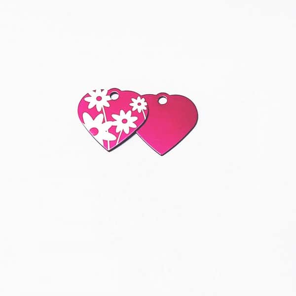 Médailles Personnalisable Imarc Designer - Petit Coeur avec Imprimé Florale - La boite à Penny