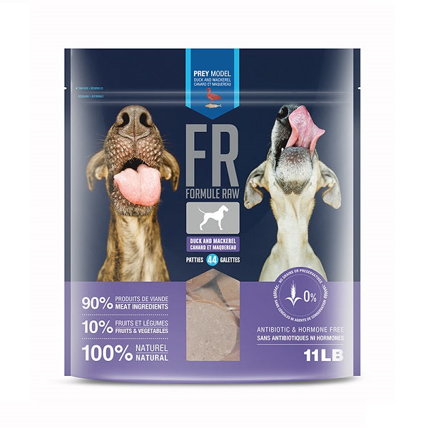 Formule Raw Canard et Maquereau pour chiens  11lbs