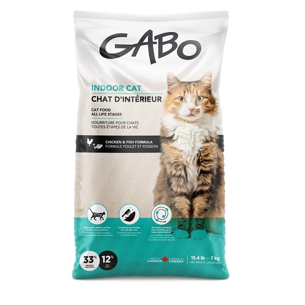 Gabo Nourriture Pour Chat & Chaton, tout stade de vie - Chat d'intérieur, poulet et poisson 15,4 lb