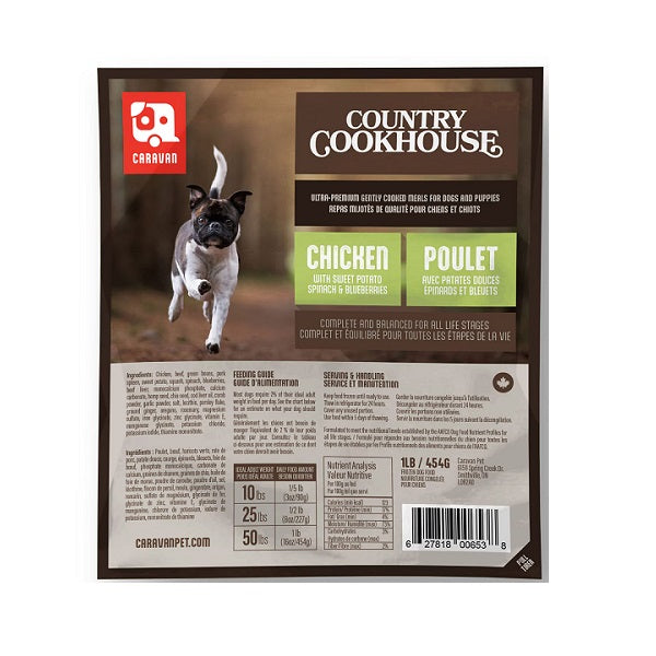 Caravan Repas au Poulet cuit pour chiens 454g