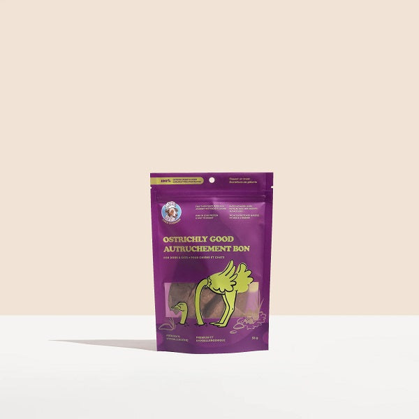 Chien Gourmand Morceaux d'Autruche Lyophilisés pour chiens et chats 56g