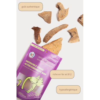 Chien Gourmand Morceaux d'Autruche Lyophilisés pour chiens et chats 56g