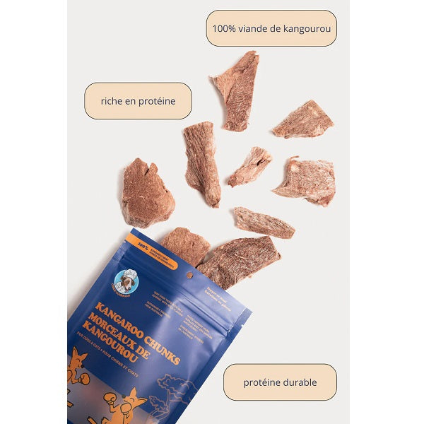 Chien Gourmand Morceaux de kangourou lyophilisés pour chiens et chats 56g