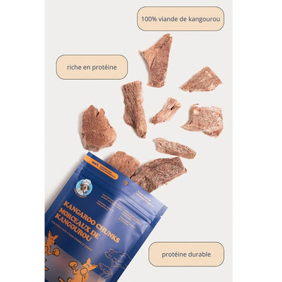 Chien Gourmand Morceaux de kangourou lyophilisés pour chiens et chats 56g