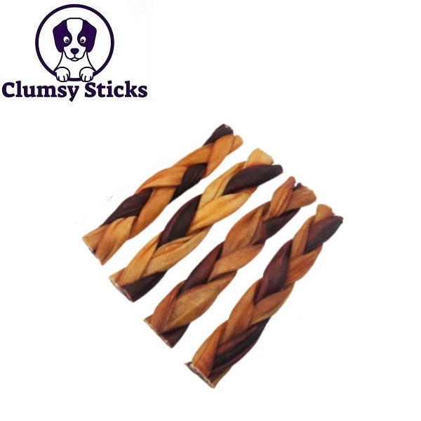 Clumsy Sticks Bâton de collagène tressé brun et naturel 6''