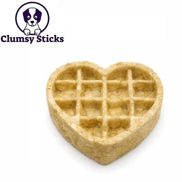 Clumsy Sticks Gaufre en forme de cœur au collagène de buffle de 3 ''