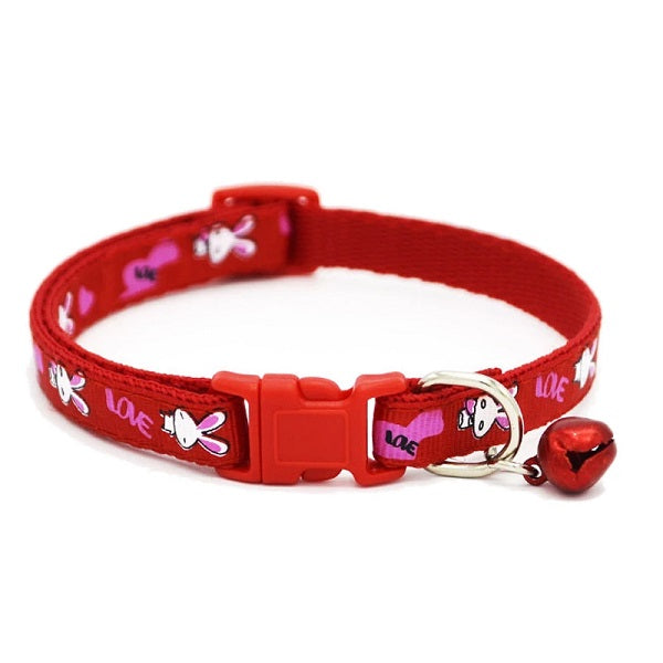 Collier pour chat rouge ajustable avec clochette - La boite à Penny