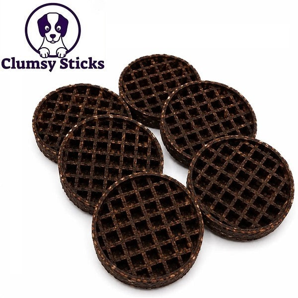 Clumsy Sticks Gaufre 5″ en collagène de buffle  « tapis de léchage » comestible brun