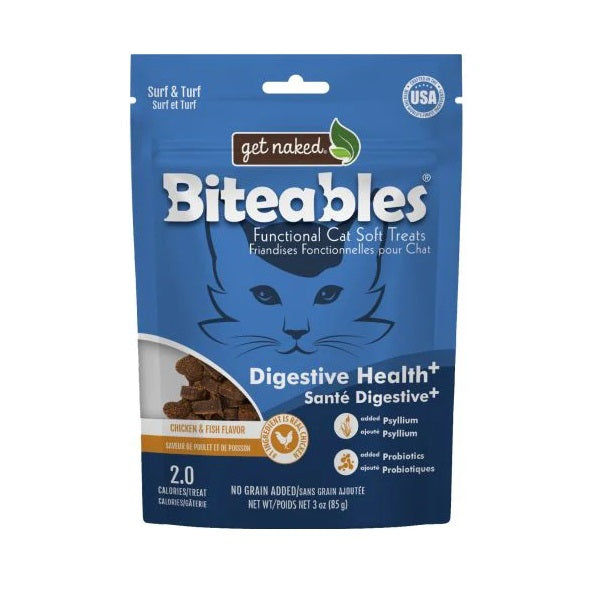 Get Naked Biteables Chat Santé Digestive, Tendres, Sans Grains 85g